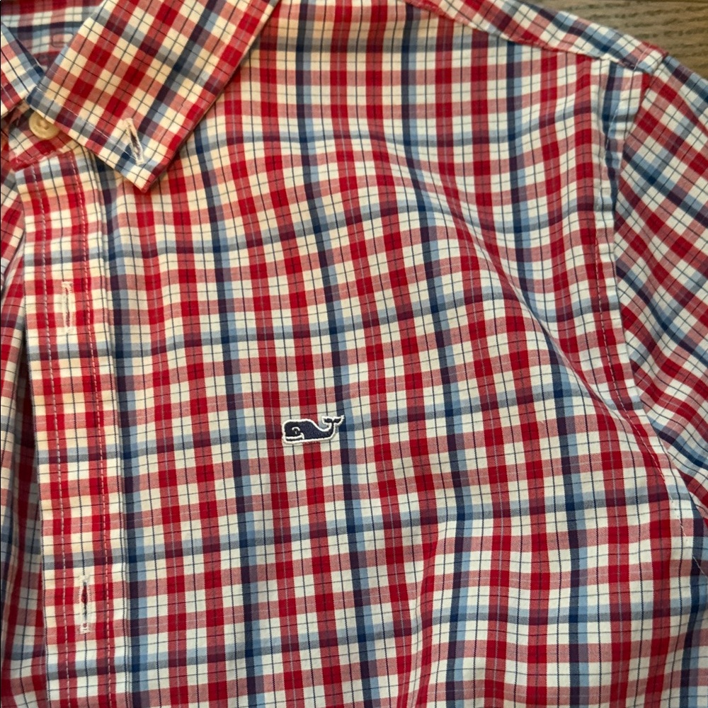 Vineyard Vines Red and White Plaid Men's Shirt - Picture 2 of 3